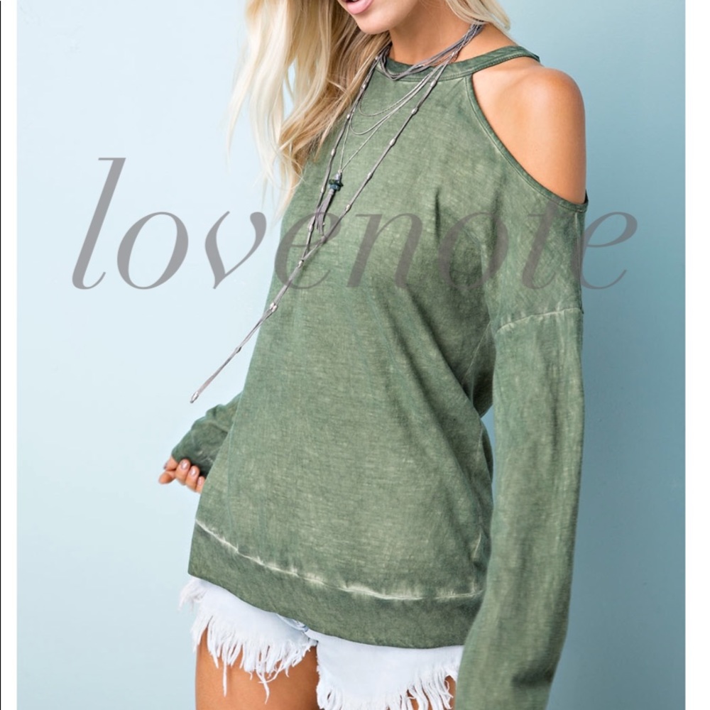 1 M left! • Oil Washed Cotton Off The Shoulder Top - Picture 4 of 6